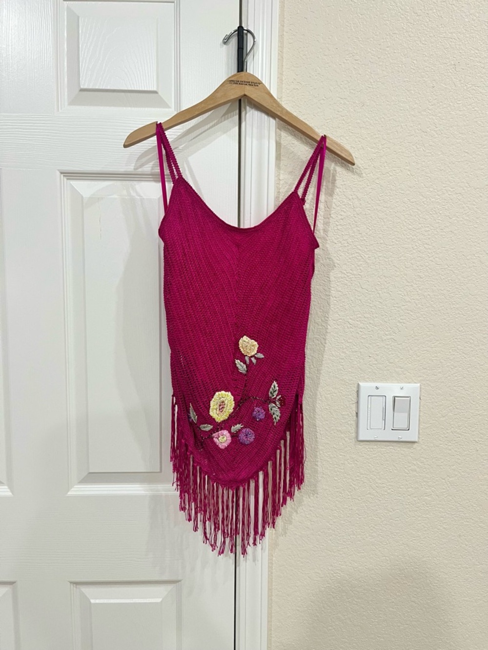 Sue Wong Crocheted Rayon Floral Embroidered Cami